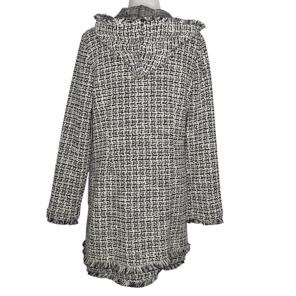 Laundry by Shelli Segal Boucle Jacket Size Small Fringed Hem Edges Cuff Hooded - Picture 9 of 12